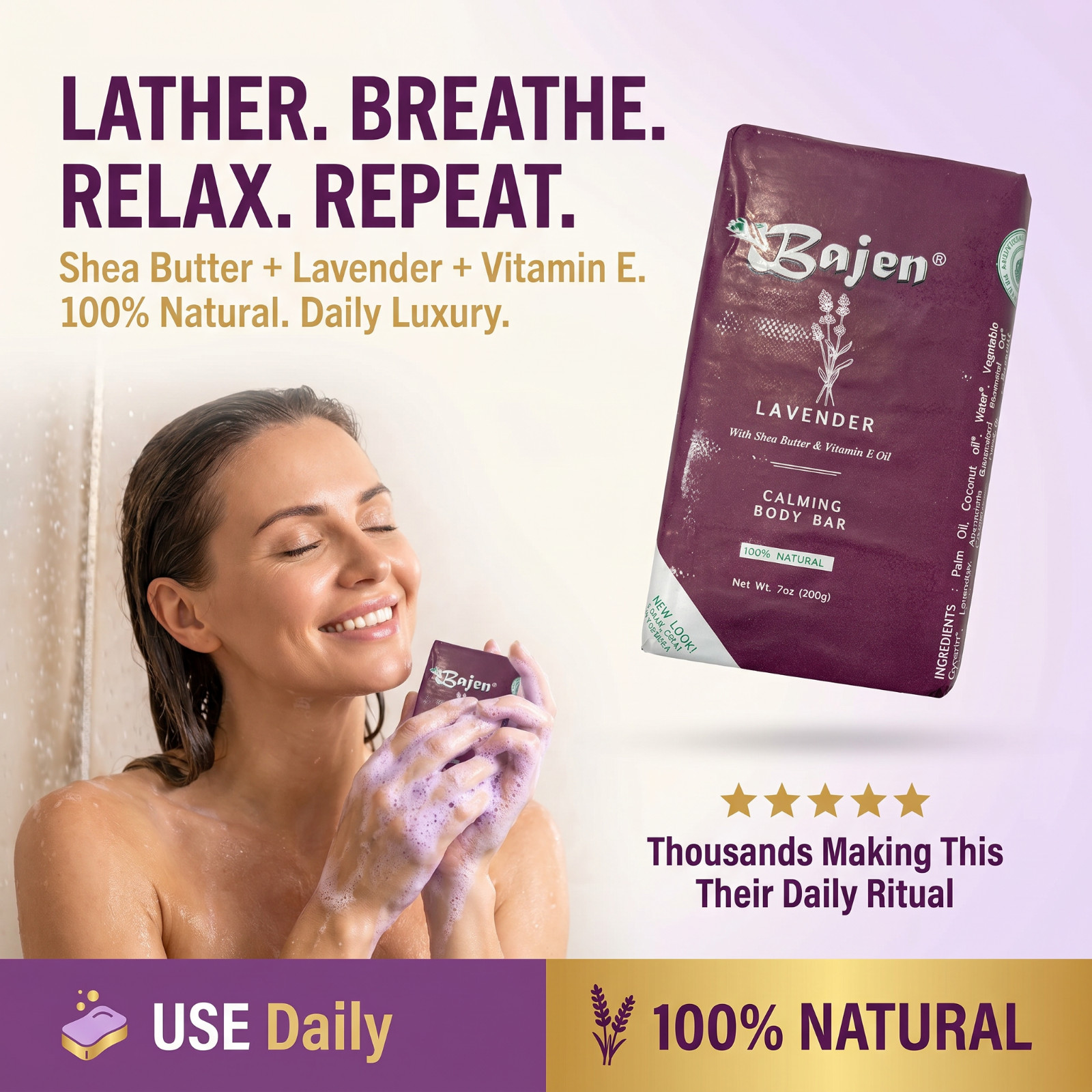 LAVENDER CALMING BODY SOAP – Aromatherapy Stress Relief Nervous System Calm 7 oz