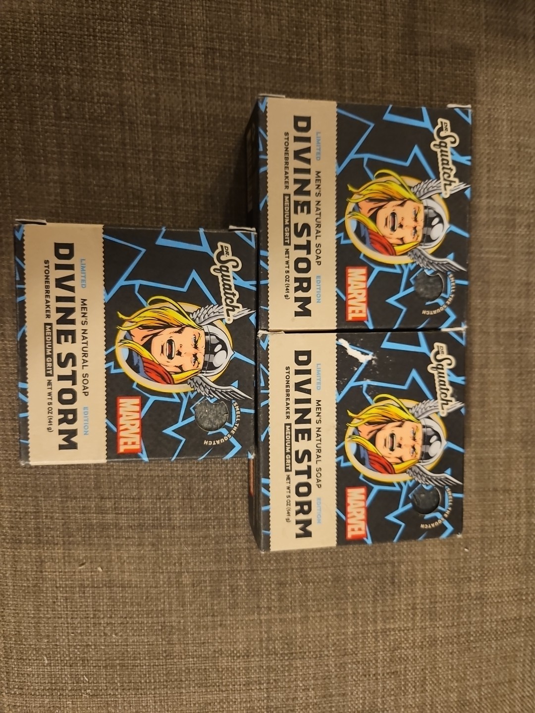 (3) Dr Squatch Divine Storm Thor Limited Edition Soap Marvel Avengers