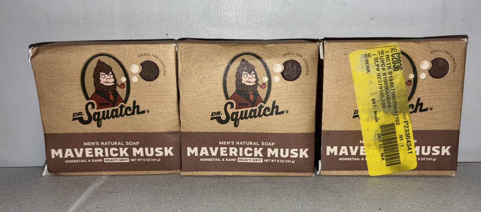 Lot Of 3-Dr. Squatch Maverick Musk Natural Bar Soap 5 oz Each/ Heavy Grit