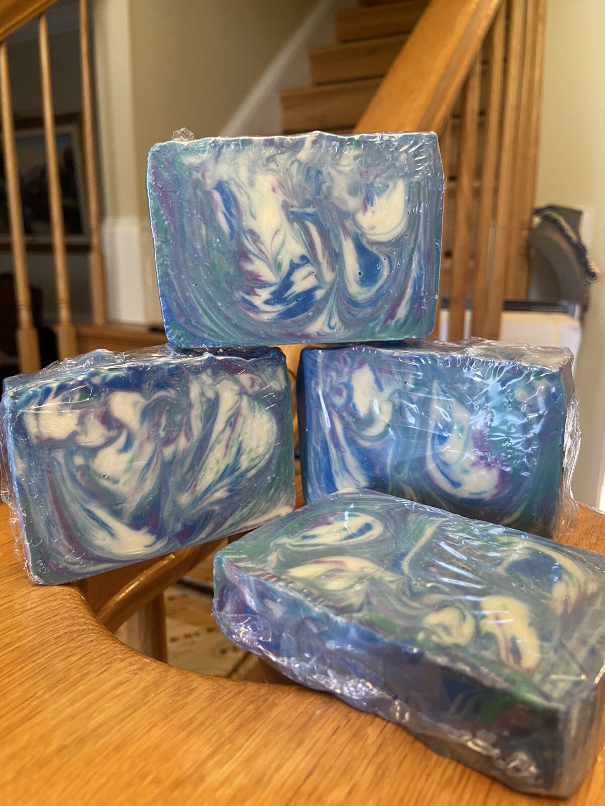 Handcrafted Swirl Soap Bar Purple, Green, Blue, White