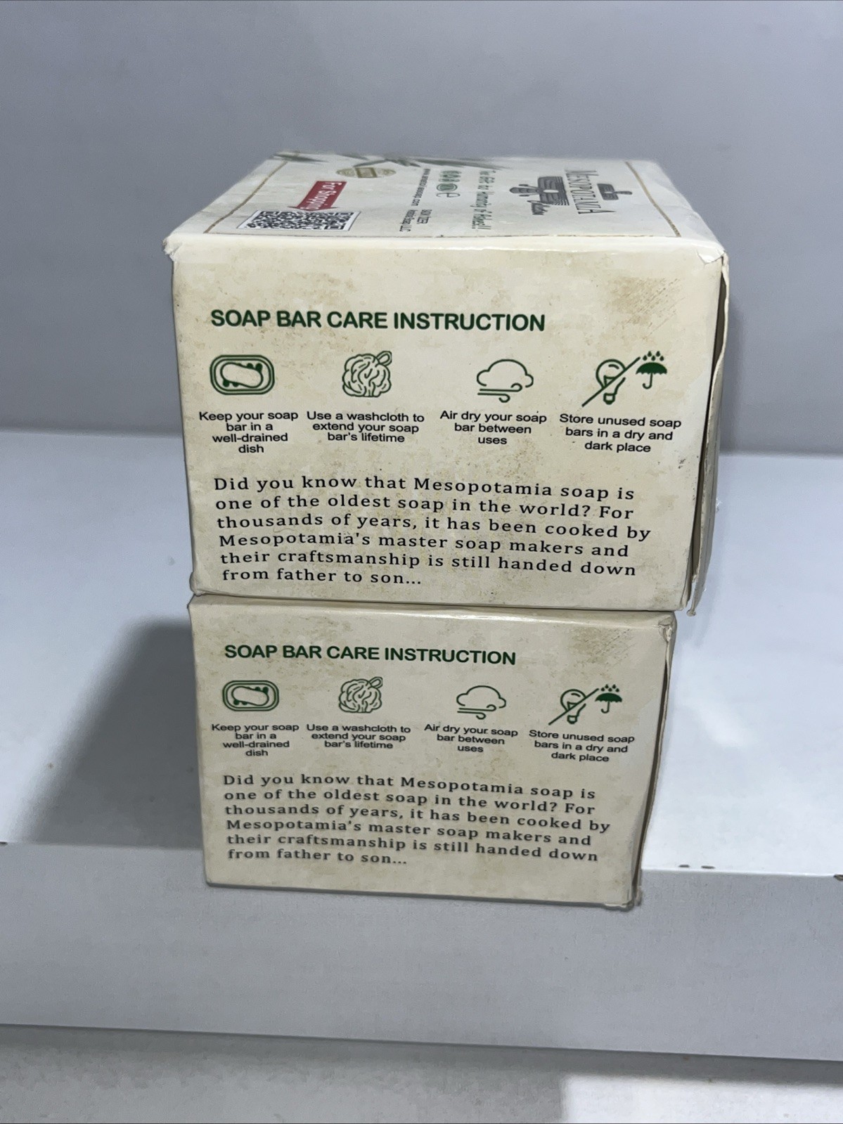 2 Box’s Mesopotamia Natural Olive Bar Soap, 14oz Each Bar, 4 Bars Total