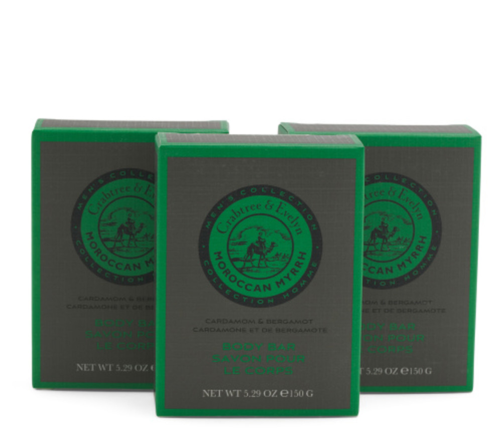 Crabtree & Evelyn Men’s Collection Moroccan Myrrh Body Bar Soap 3x 5.29 oz NIB