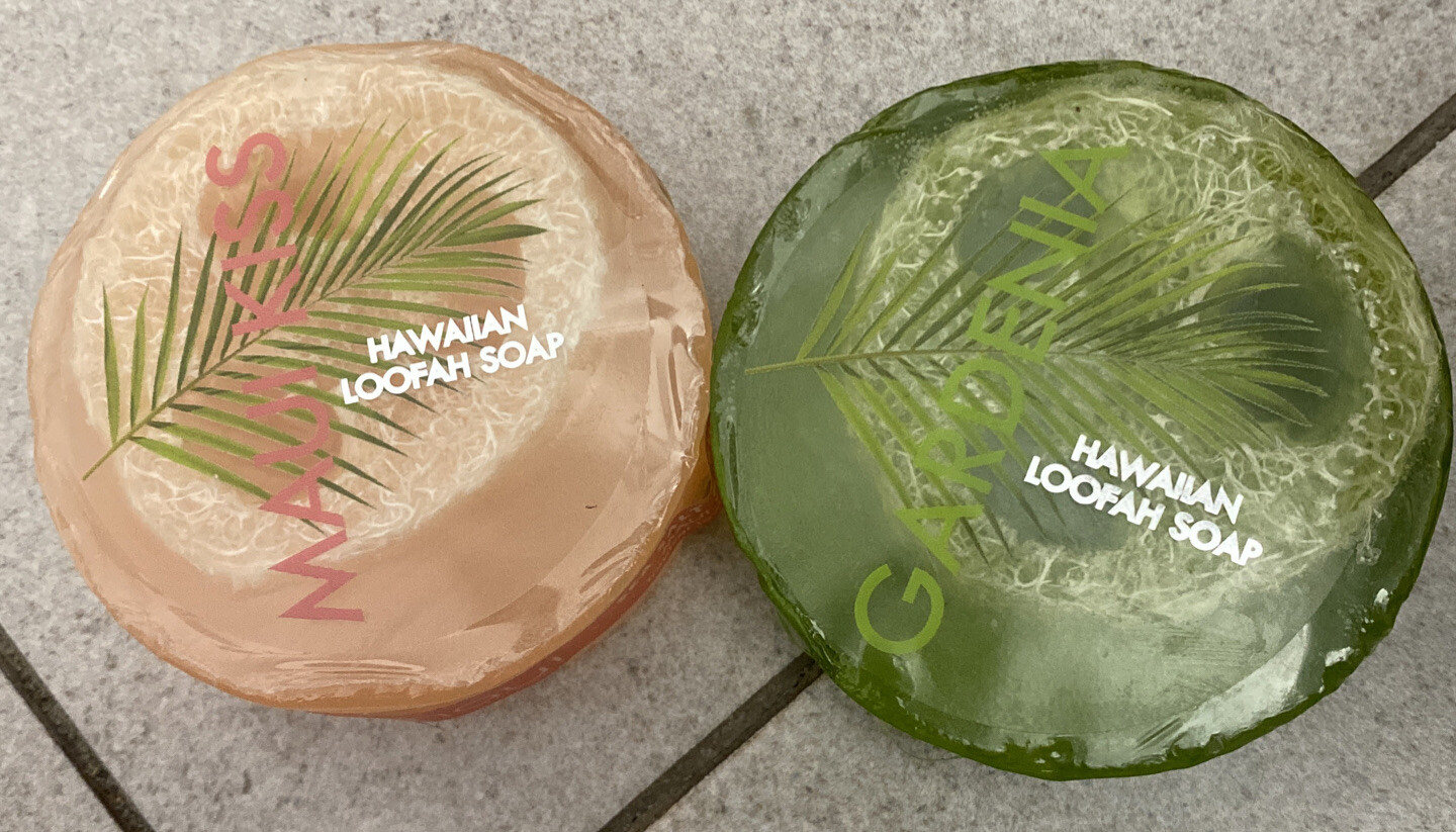 (2) Maui Soap Co Loofah Soap Sea Salt Maui Kiss & Gardenia Hawaiian NEW