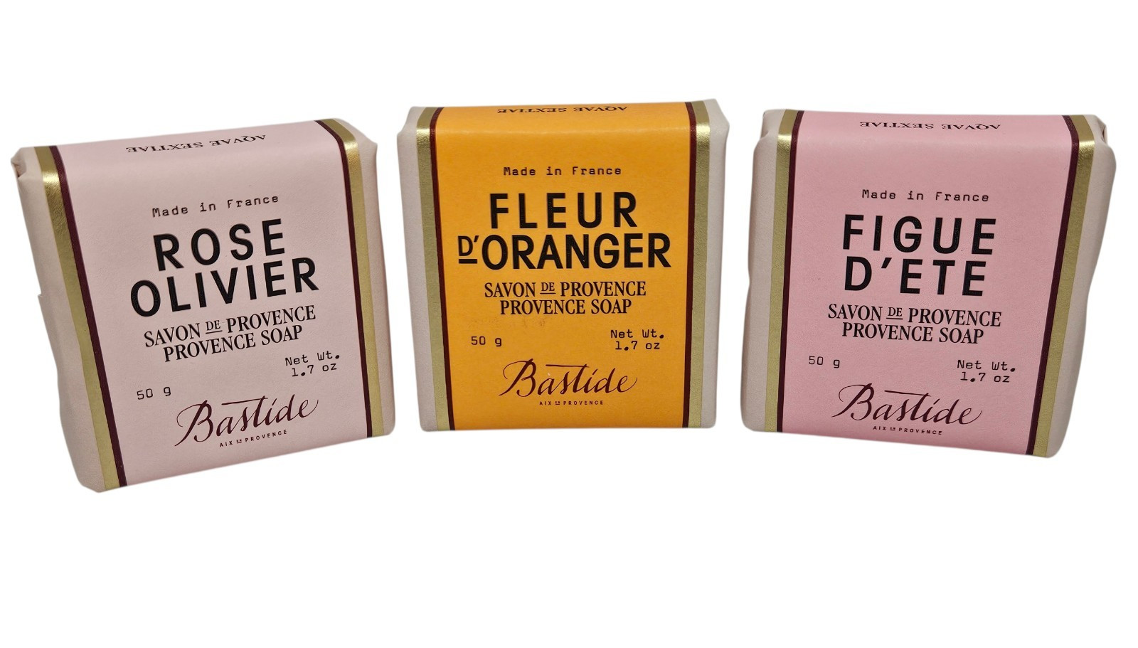 Bastide FIGUE ORANGER & ROSE Savon De Provence Soap 1.7oz Travel Size (3 Pack)