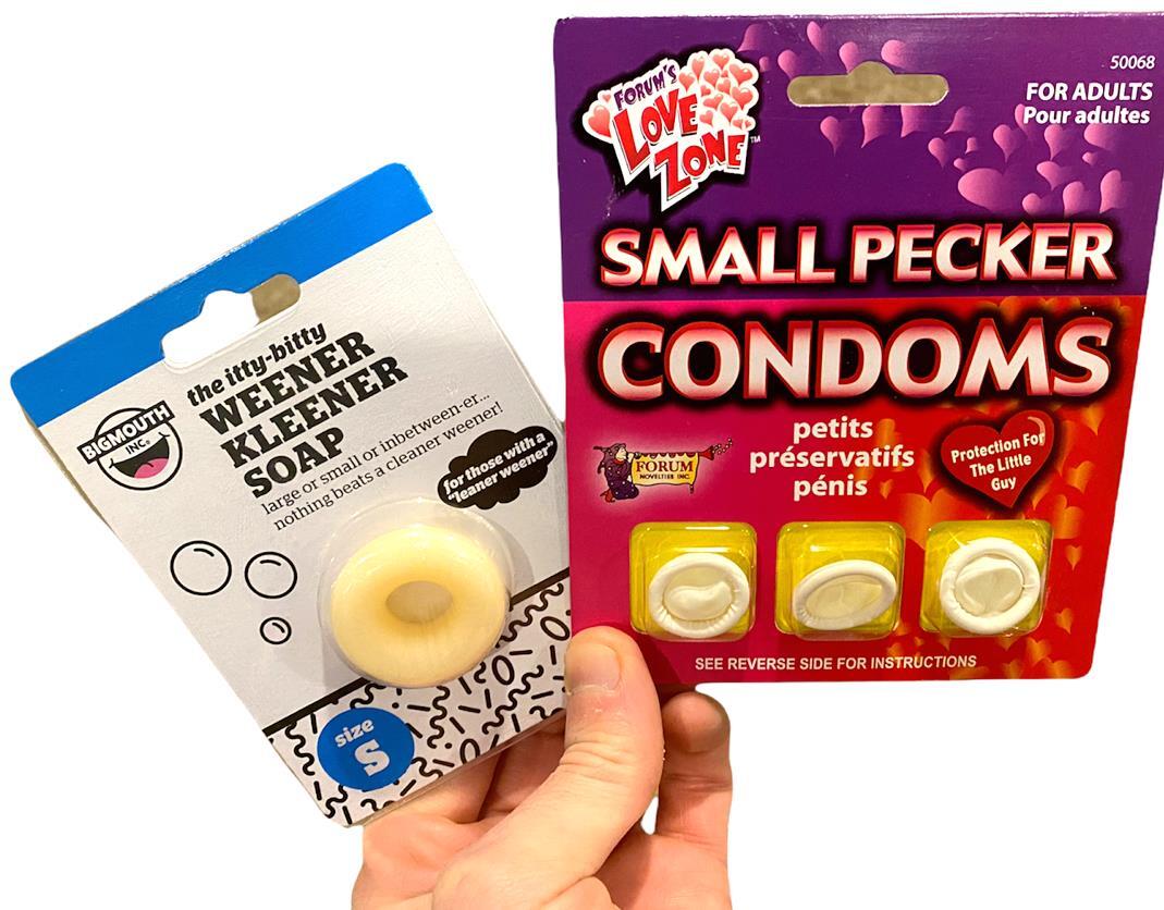 Small Pecker Condoms & Mini Willy Weener Cleaner Soap – Adult Gag Joke Gift Set