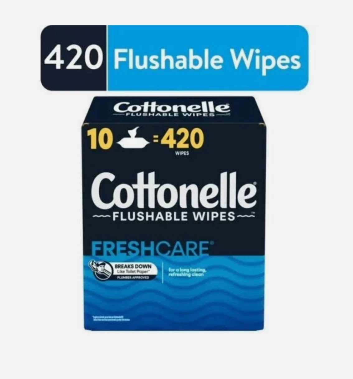 Cottonelle Fresh Care Flushable Wet Wipes 10 Flip-Top Packs (420 Total Wipes)
