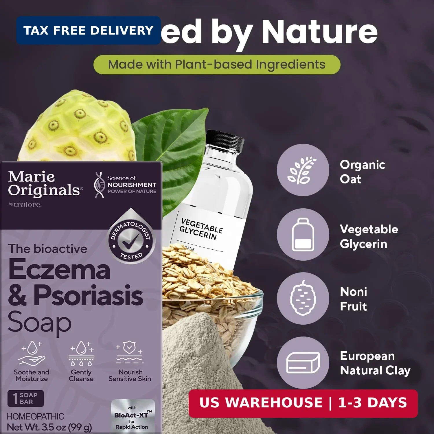 Marie Originals Eczema Face Soap Body Wash Bar – All Natural Psoriasis, Dermatit