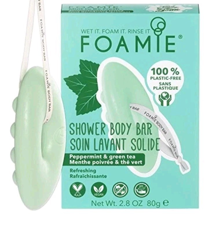 NEW! FOAMIE 🫧 (2.8 Oz) ●PEPPERMINT/GREEN TEA● Shower Body Bar WET FOAM & RINSE.
