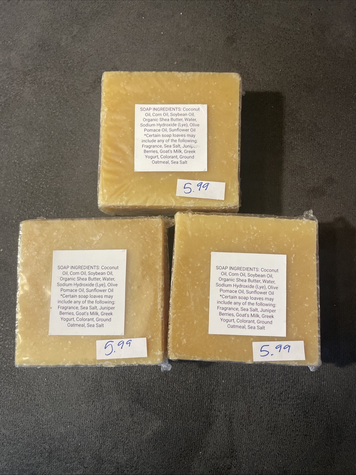 (3), 4 1/2 OZ Lemongrass Scented Bath Soap Bar From Denver Soap & Candle Co.
