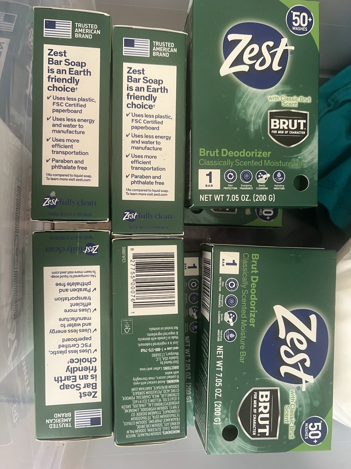 5x Lot Zest Brut Deodorizer Classically Scented Moisture Bar Soap 7.05 oz.