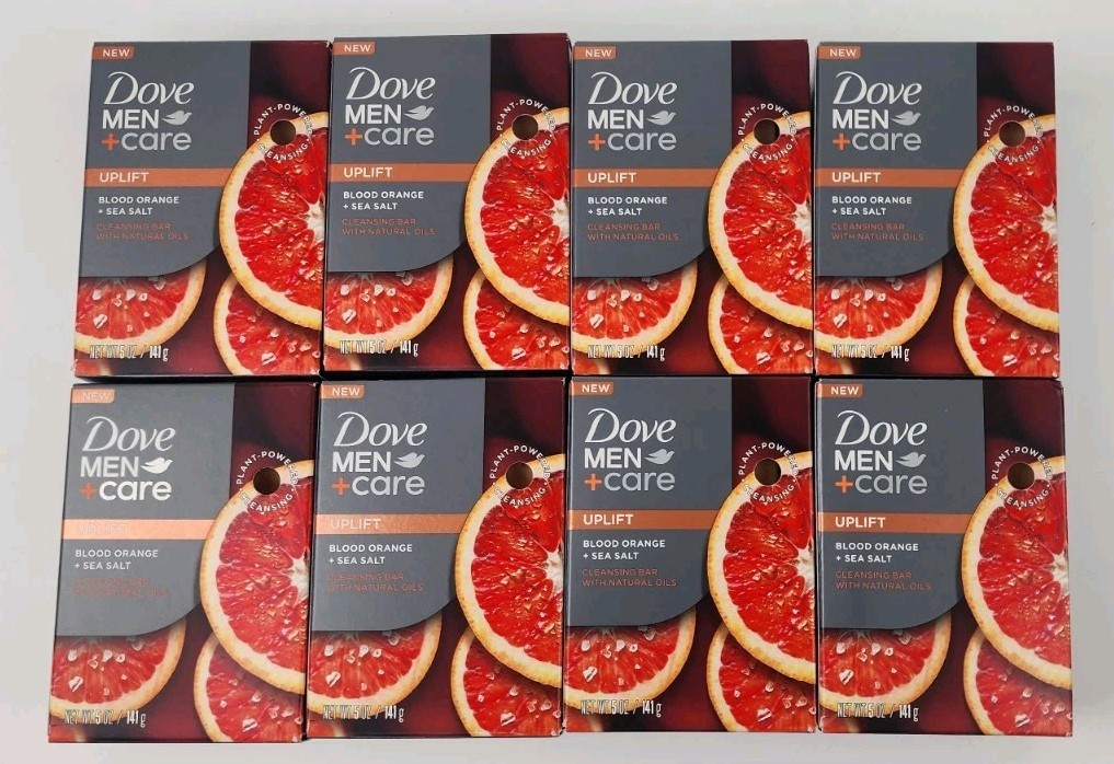 8 Bars Dove Men + Care Uplift Blood Orange + Sea Salt Cleansing Bar 5 oz