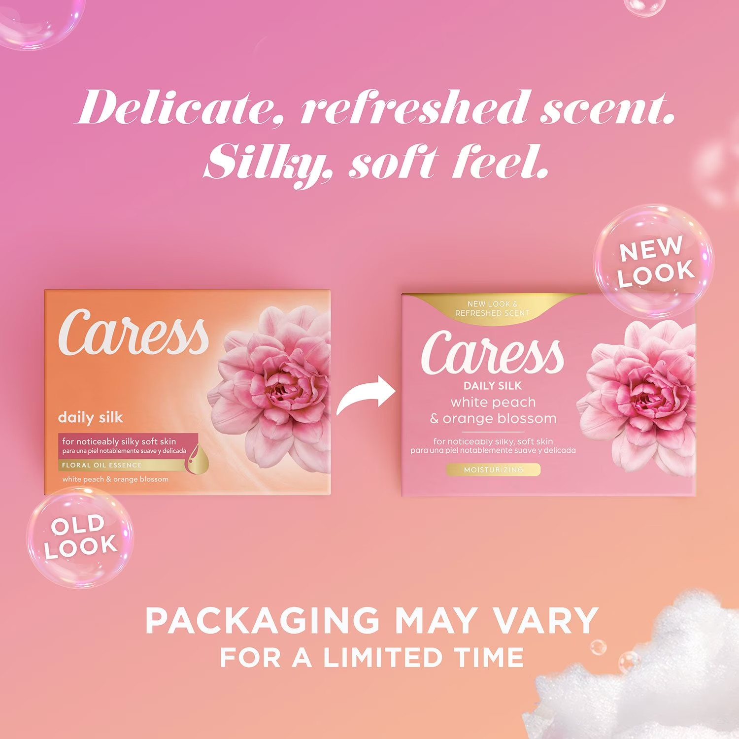 Caress Silkening Daily Silk Beauty Bar, White Peach & Orange Blossom, 16 ct.