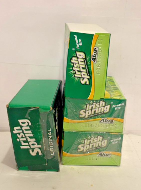 Lot Of 4 Bars Irish Spring Soap 1-Original 4 oz. 3 W/Aloe 3.2 oz. Each NIP