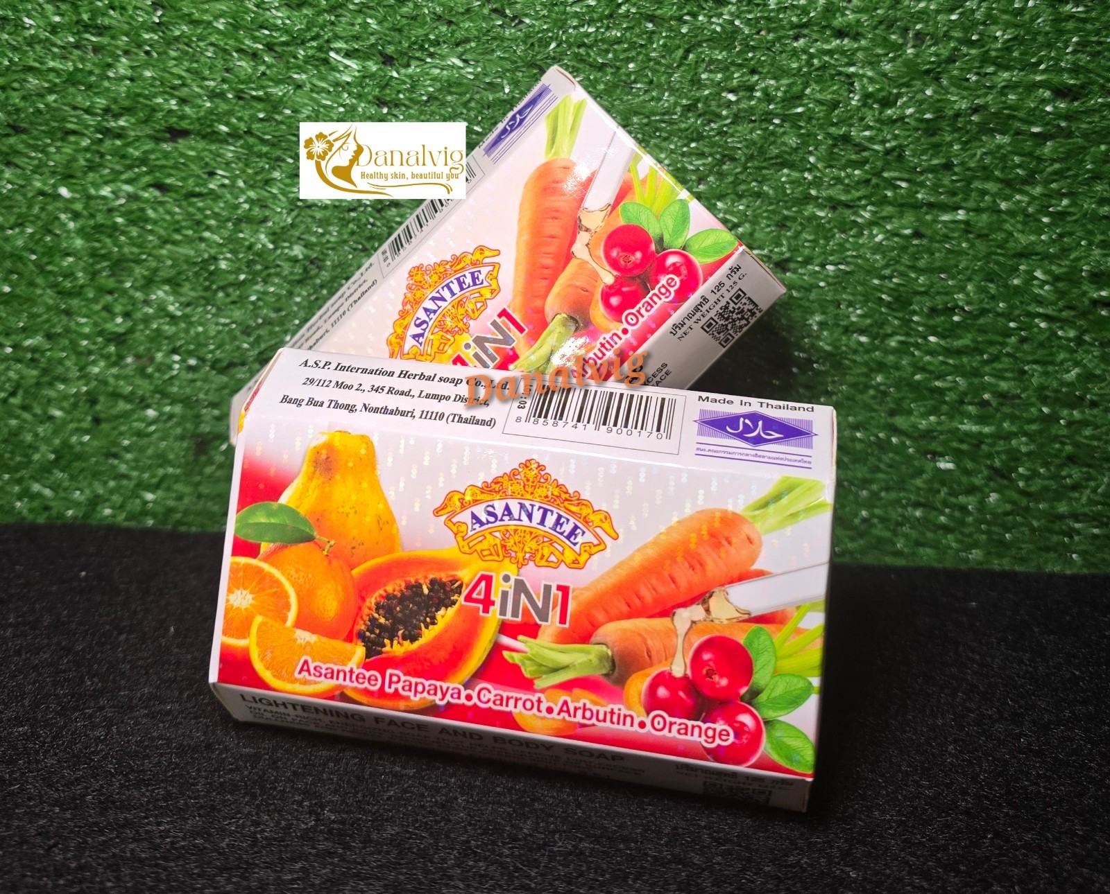 2 Asantee Papaya, Carrot, Arbutin Thailand Herbal Lightening 2 In 1 Soap Extra O