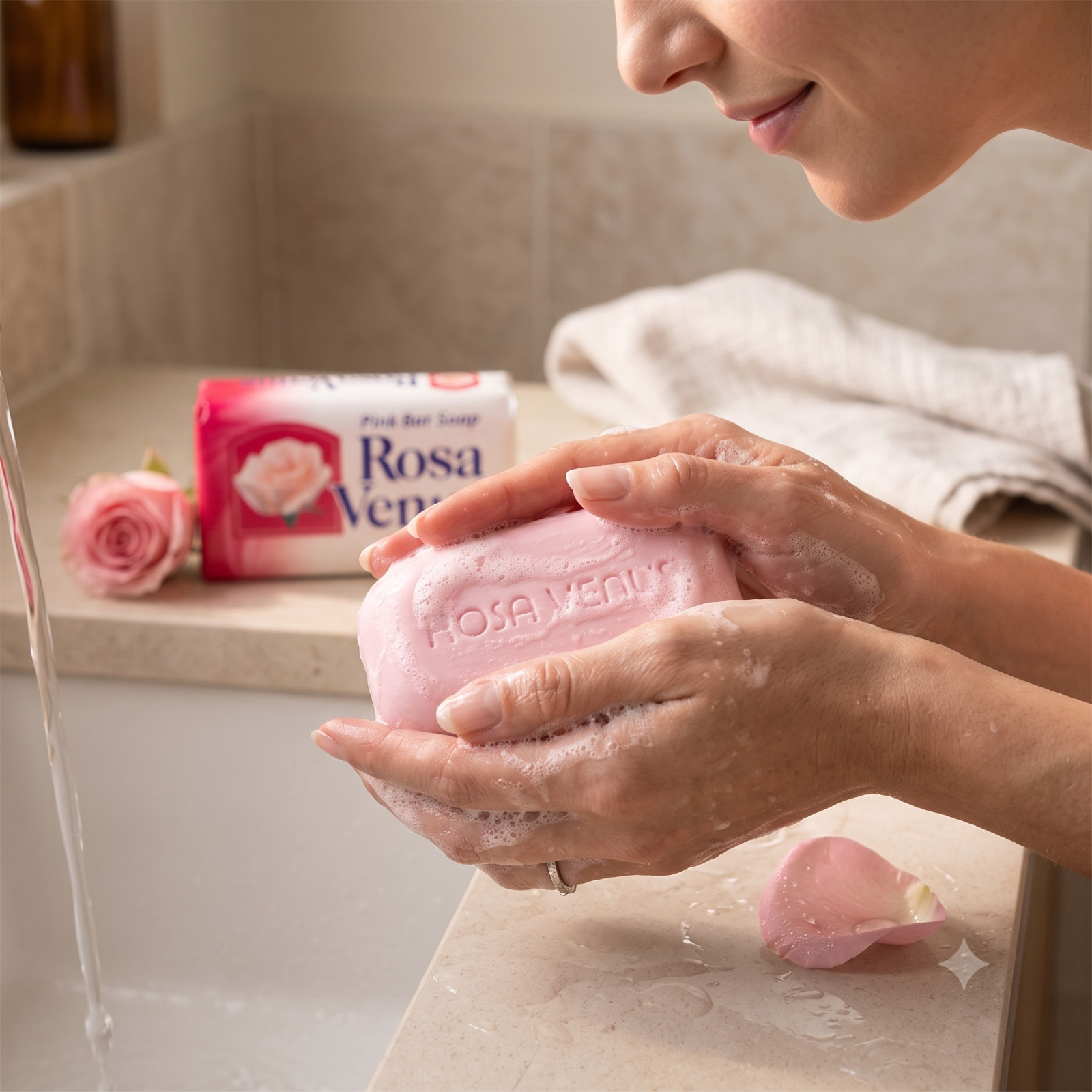 Rosa Venus Pink Bar Soap 3.5 oz Floral Scent Bath Soap – 3 Pack