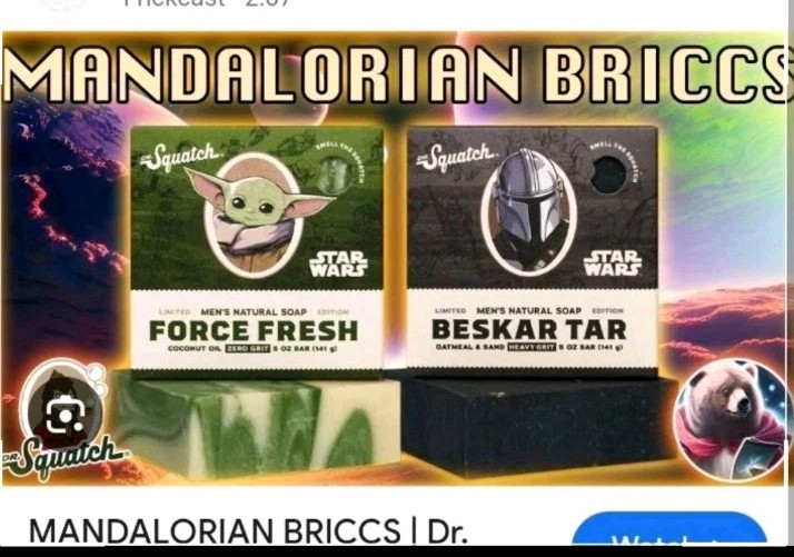 Dr. Squatch Rare MANDOLORIAN SET Beskar Tar & Force Fresh Grogu