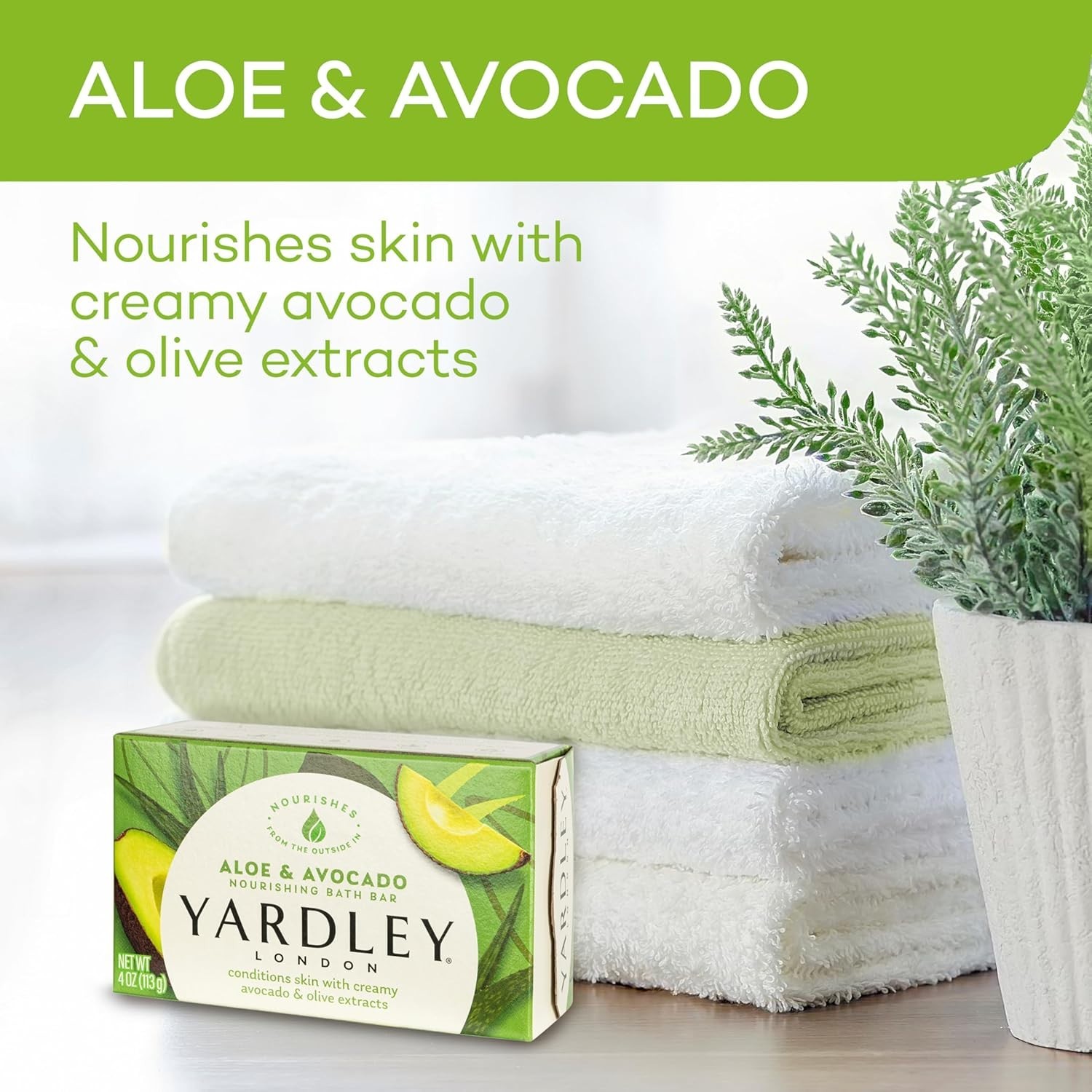 Nourishing Bath Soap Bar Aloe & Avocado, Conditions Skin with Creamy Avocado …