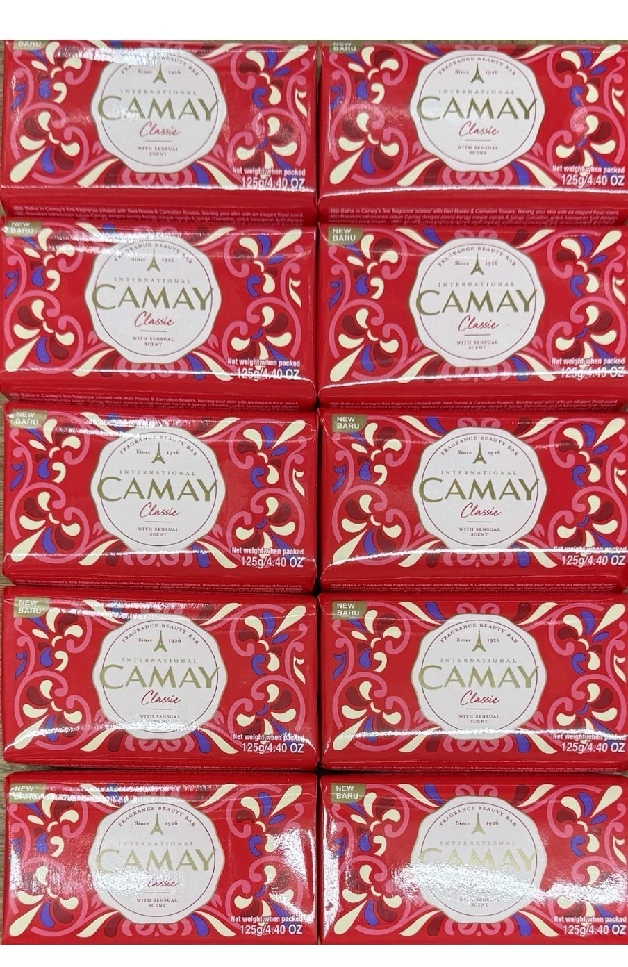 Camay International Classic Deodorant Soap Sensual Scent 4.40 Oz x 10 Bars