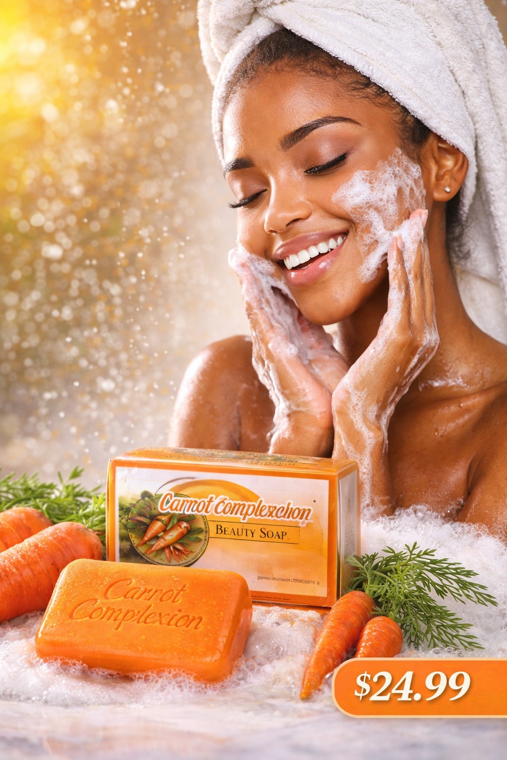 12-BAR- CARROT COMPLEXION SOAP BEAUTY BAR WITH CARROT OIL 125g (each) BRAND NEW!