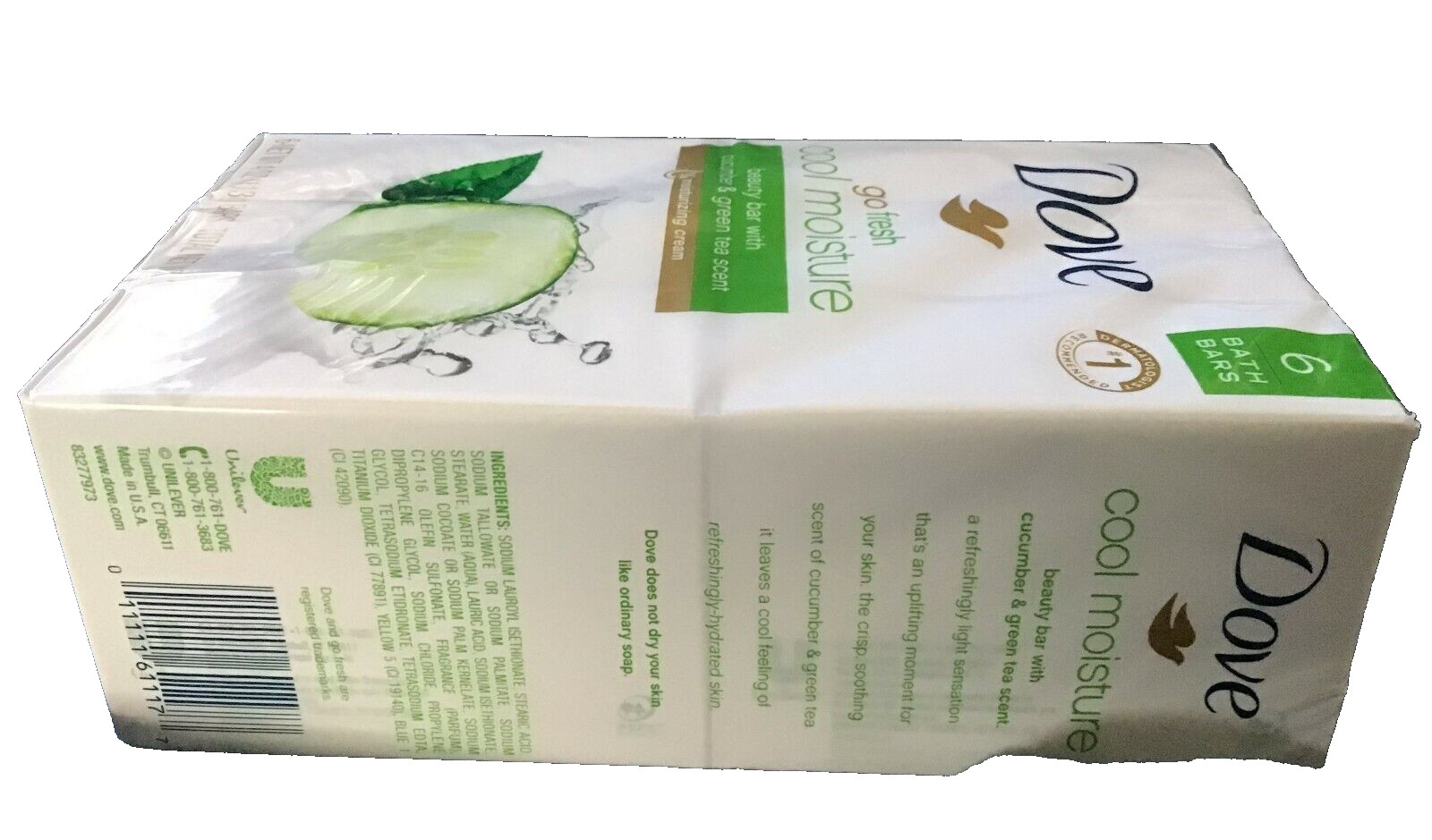 Dove Go Fresh Cool Moisture Beauty Bath Bar Moisturizing Cream 4 oz x 6 Bars NEW