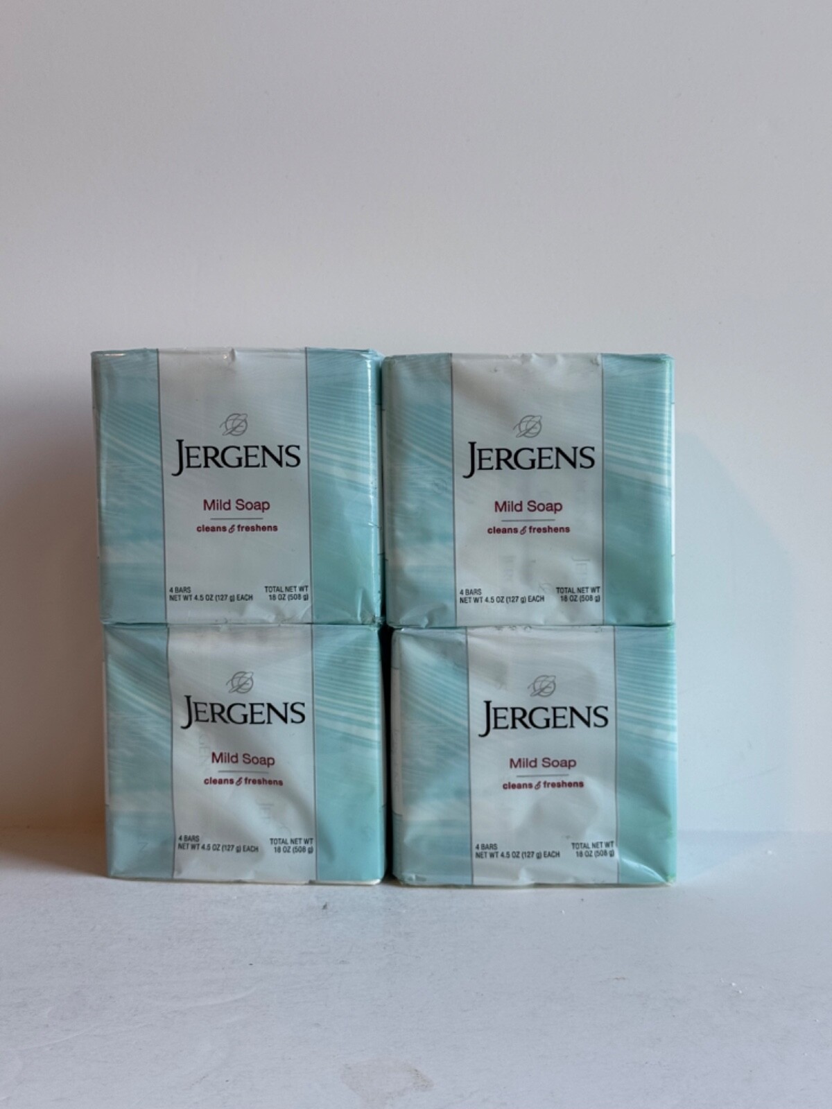 4 Jergens Mild Soap Bars 4-Pack Cleans & Freshens 4.5 Oz each (16 Bars Total)