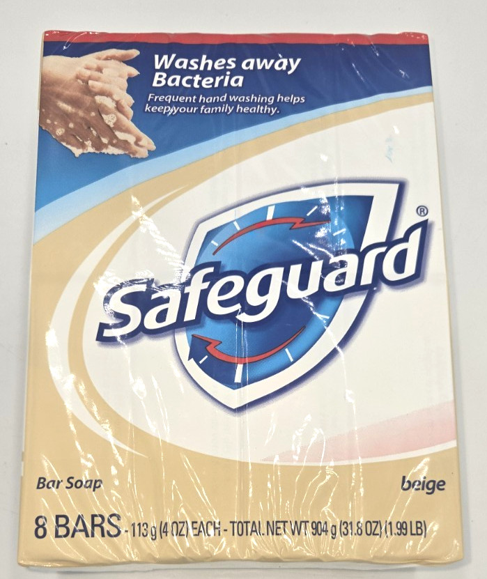 SafeGuard Bar Soap 8 bars Beige Washes Away Bacteria 4 oz ea