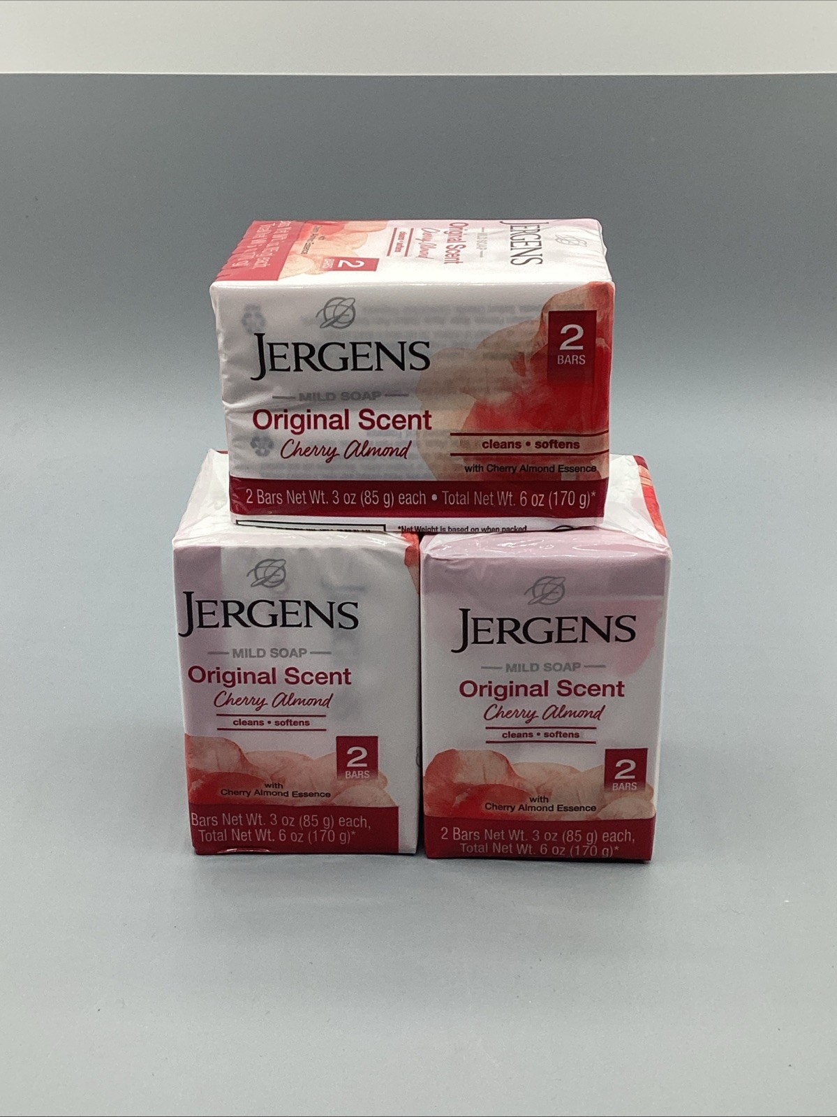 NEW! JERGENS (6-BARS) 3 Oz. (85 g) 🍒 ●CHERRY ALMOND● Original Sent Mild Soap🫧.