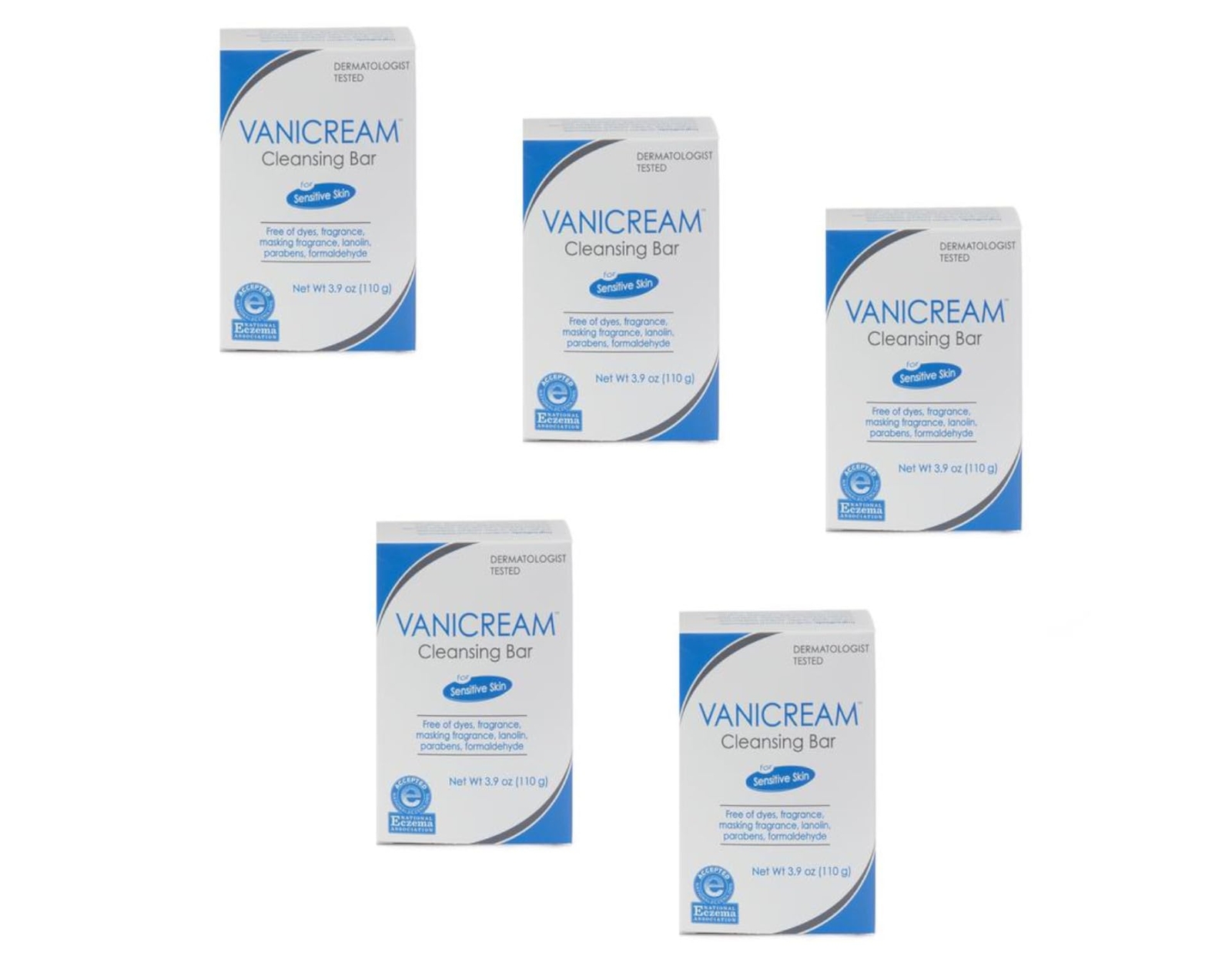 Vanicream Gentle Cleansing Bar Pack of 5 Fragrance Free for Sensitive Skin