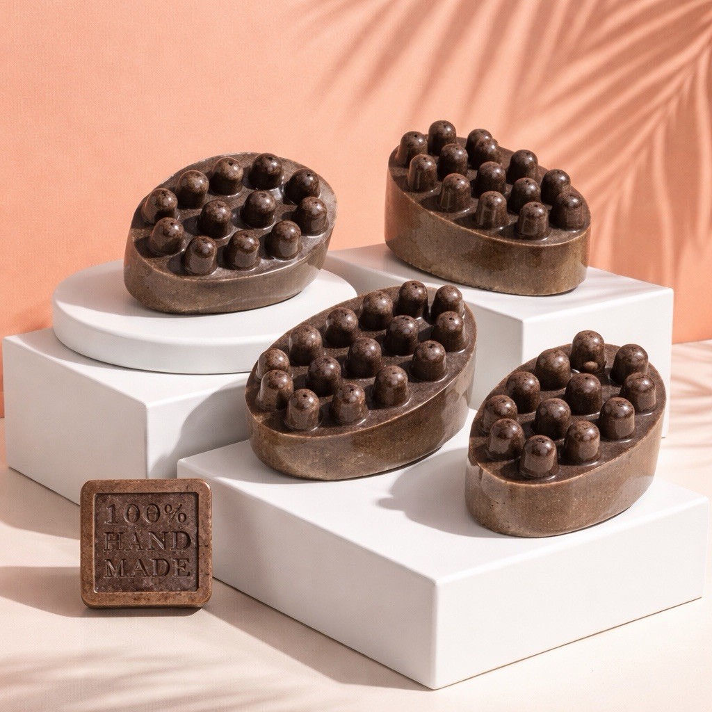 Handmade Brown Oval Body Bar Soap for Body, Women Men Teens