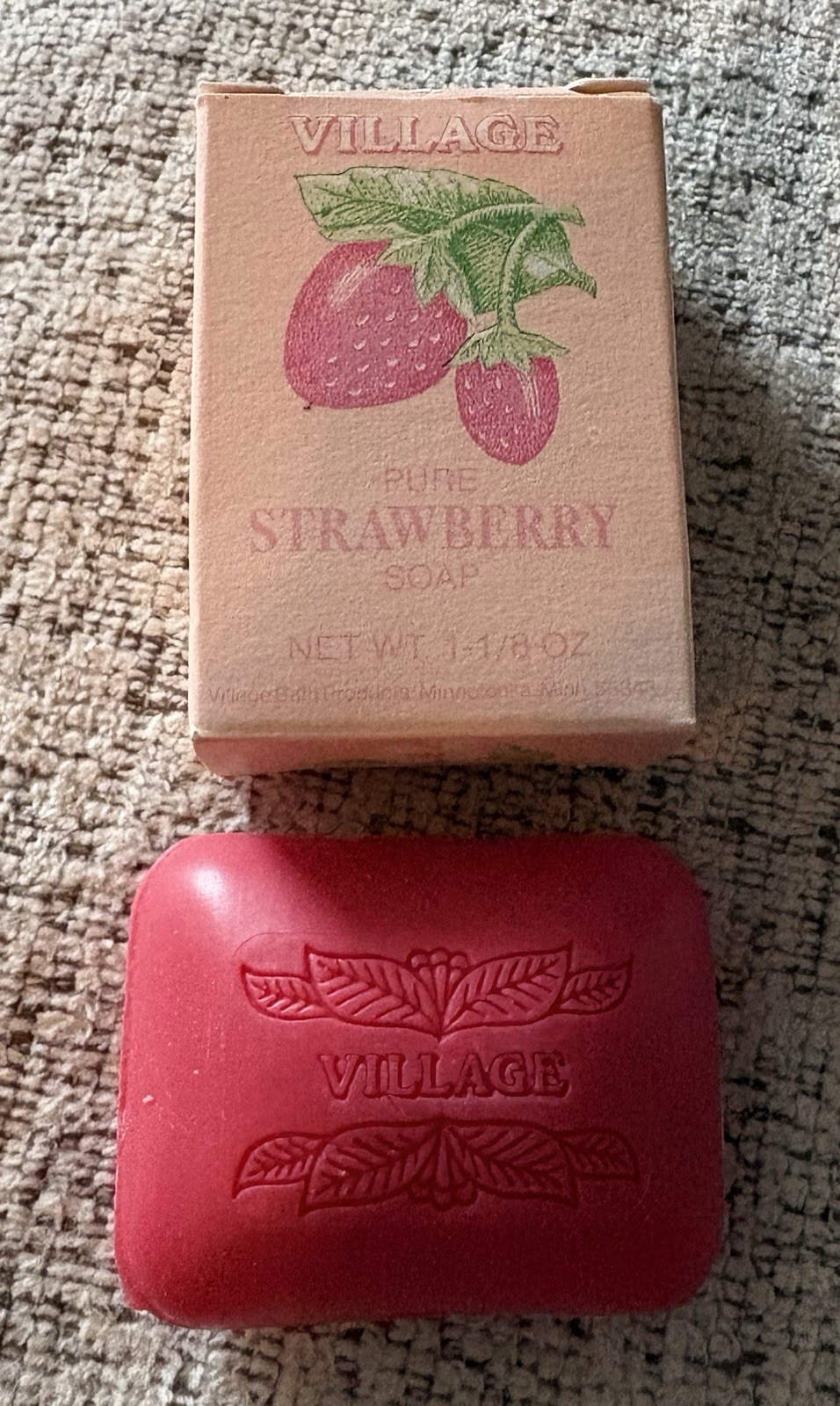 Village Bath Products Mini Strawberry Bar Soap Vintage. 1.8 Oz. Village Gardens
