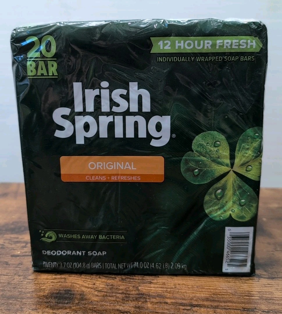 Irish Spring Bar Soap 20 Pack Old Formula *No Linseed* 3.7 oz Bars Sealed 74 oz