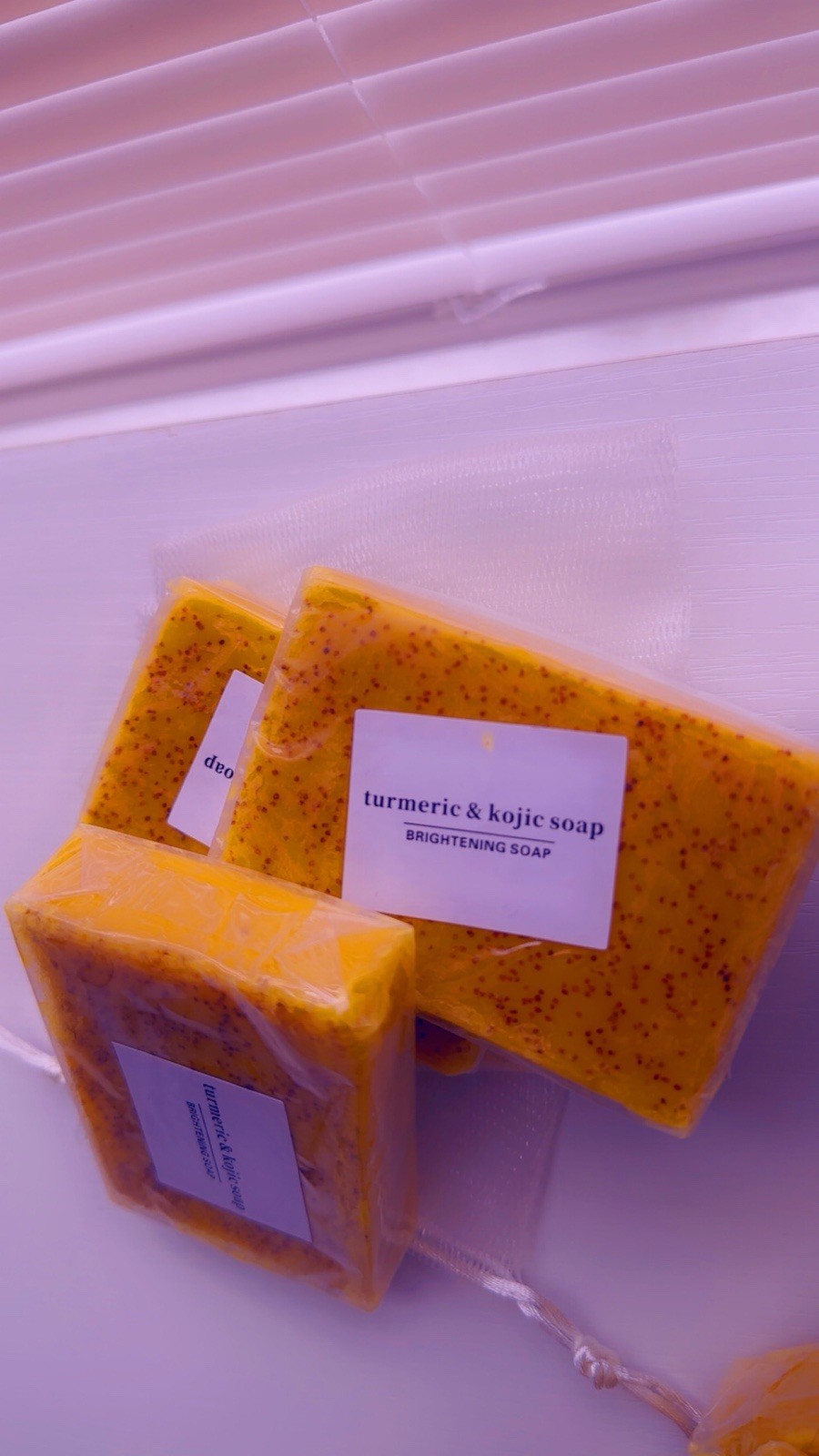 Set of 3 Turmeric & Kojic Brightening Soap Bar Speckled Rectangular 120g.