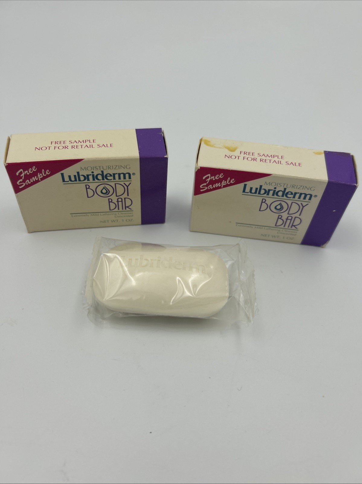 Vintage Lubriderm Moisturizing Body Bar Soap Unscented Lot of 2 Bars 1oz Sealed