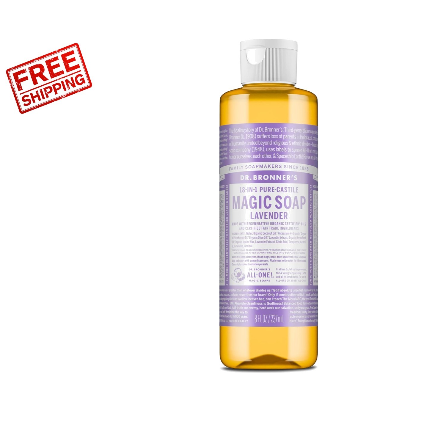 Lavender Pure-Castile Soap 8oz – Multitasking Organic Formula for All Skin Types