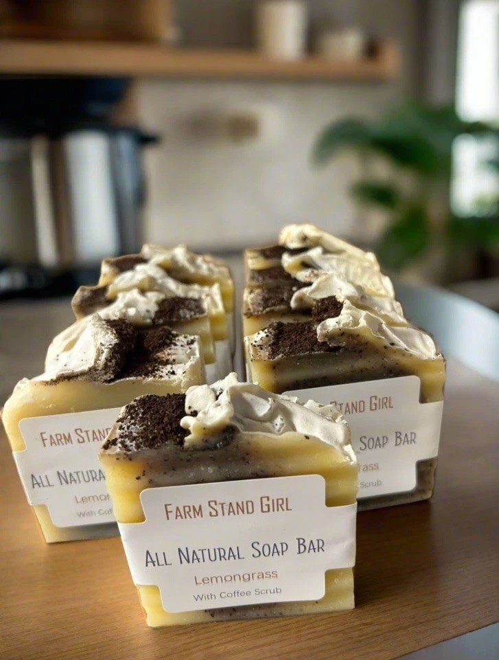 All Natural Soap w Coconut Oil, Olive Oil, Lemongrass with Coffee