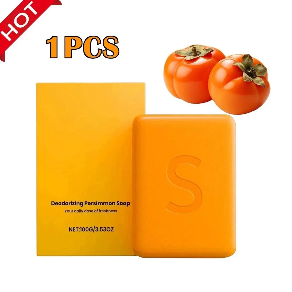 3PCS Swarva Persimmon Soap Bar Body Odor Control Deodorant Soap for Men & Women
