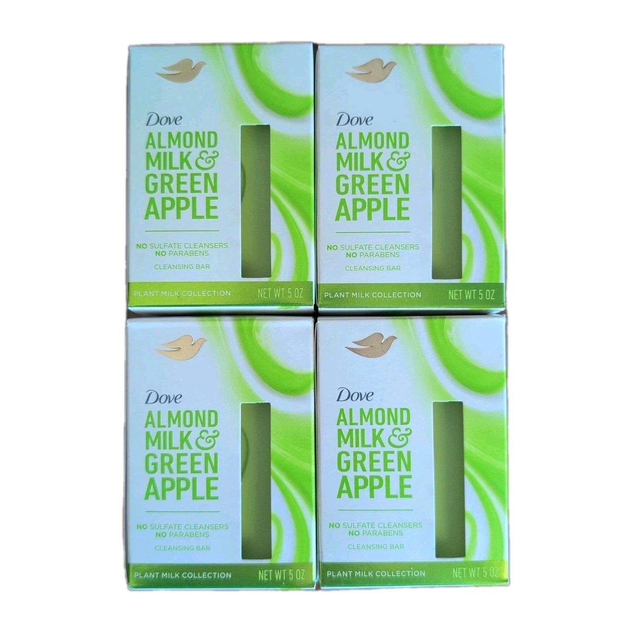 Dove Almond Milk & Green Apple Cleansing Bars Plant Milk Collection 4 Pack 5oz