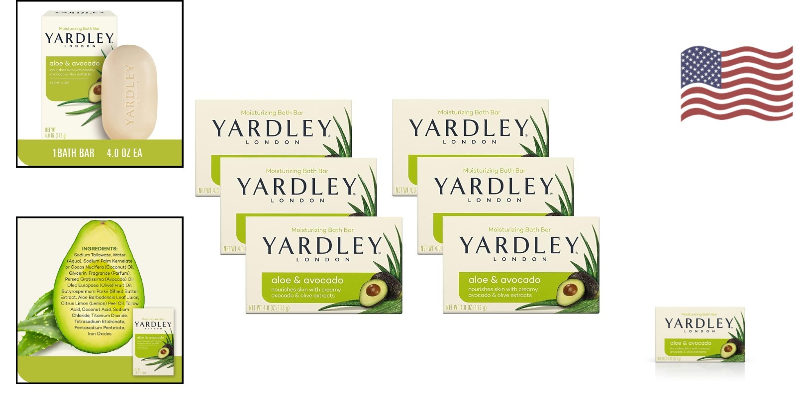 Deeply Moisturizing Aloe and Avocado Bath Bars – 6 x 4 oz with Herbal Scent