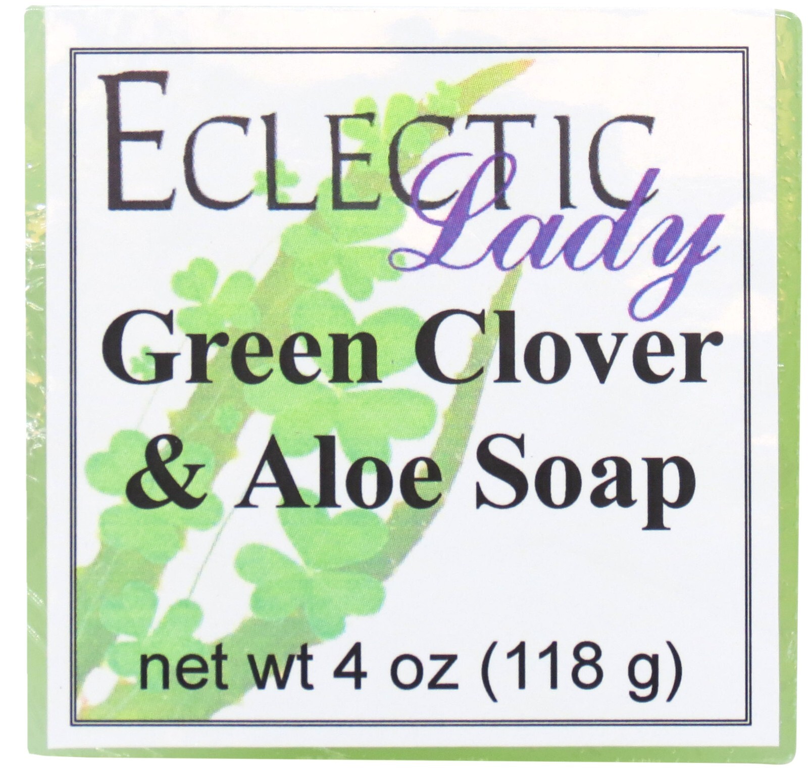 Green Clover And Aloe Glycerin Soap by Eclectic Lady, 4 oz Bar