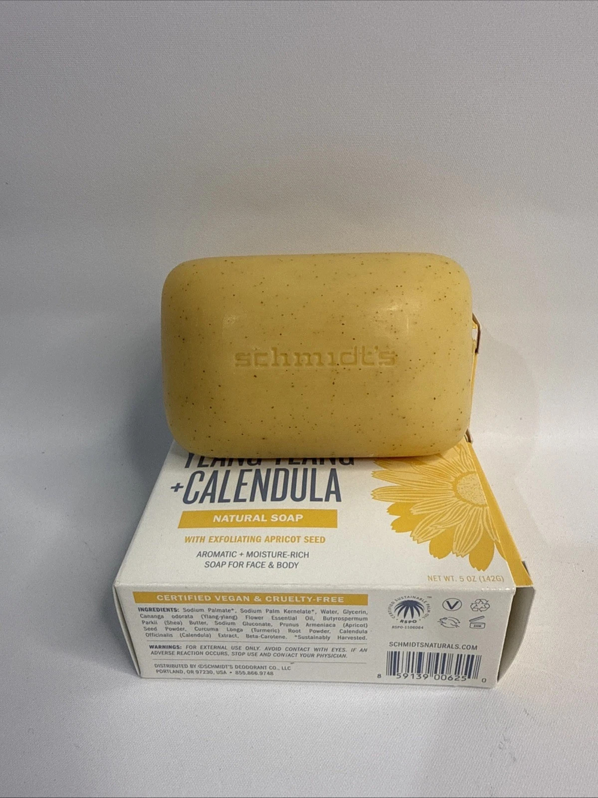 2 Pack Schmidt’s Ylang-Ylang Calendula Natural Soap Exfoliating Apricot 5 oz