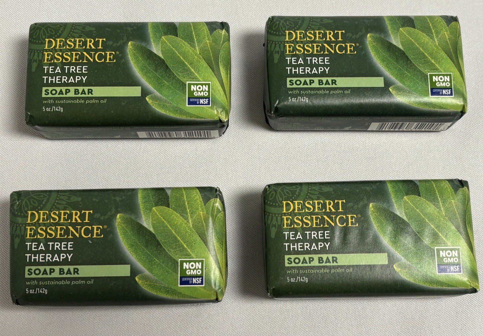4 NEW Desert Essence Tea Tree Therapy Soap Bar 5 oz Bars NON GMO
