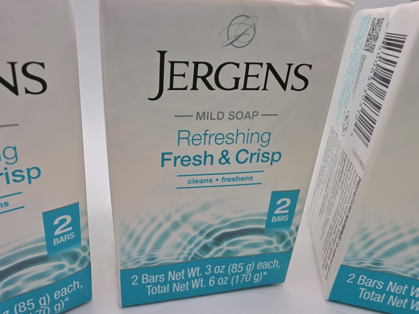 Jergens Refreshing fresh& Crisp Mild Soap 6 Bars (3 packs x 2 ) 3 Oz Each