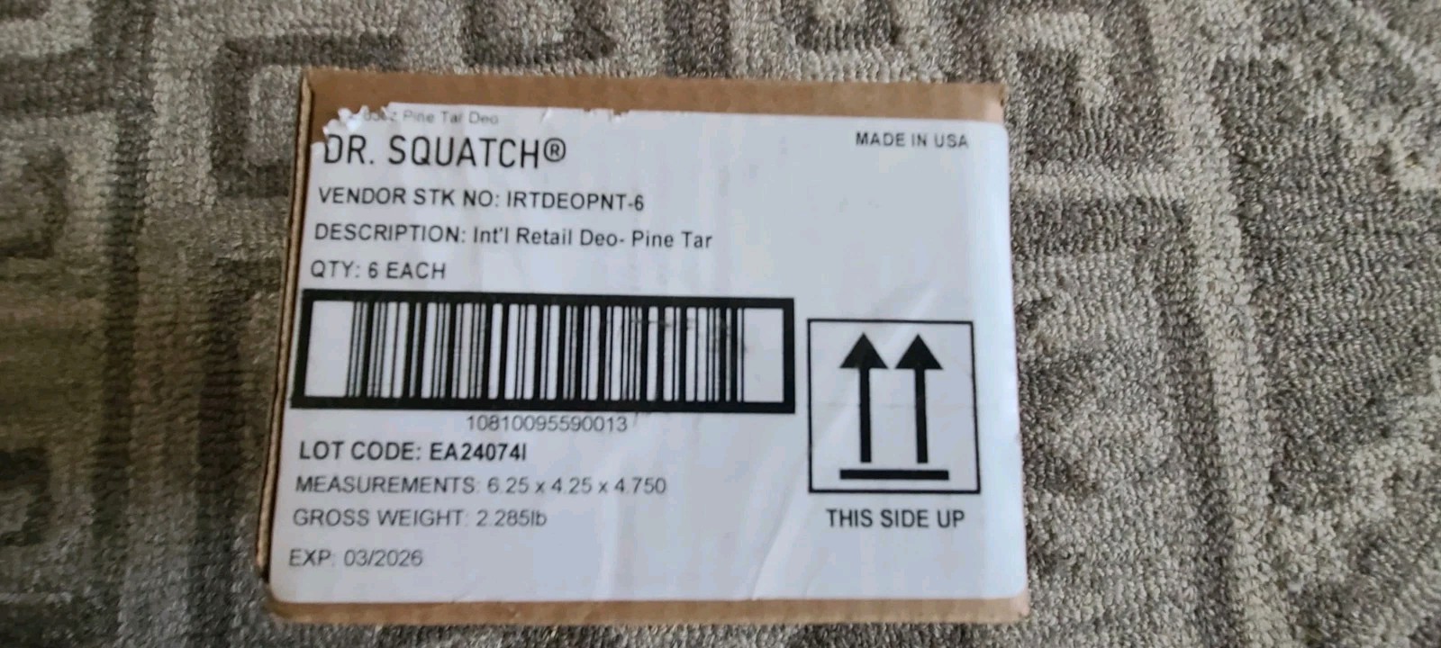 6 Pack DR SQUATCH Natural Deodorant for Men 2.65oz PINE TAR ~ Aluminum Free 3-26