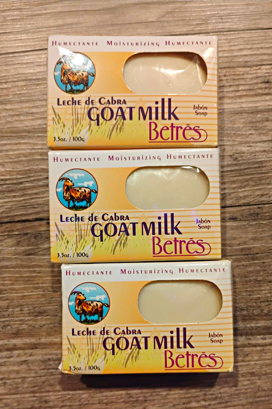 Betrés Goat Milk Moisturizing Cleansing Bar Soap, Lot of 3, 3.5 oz/100 g