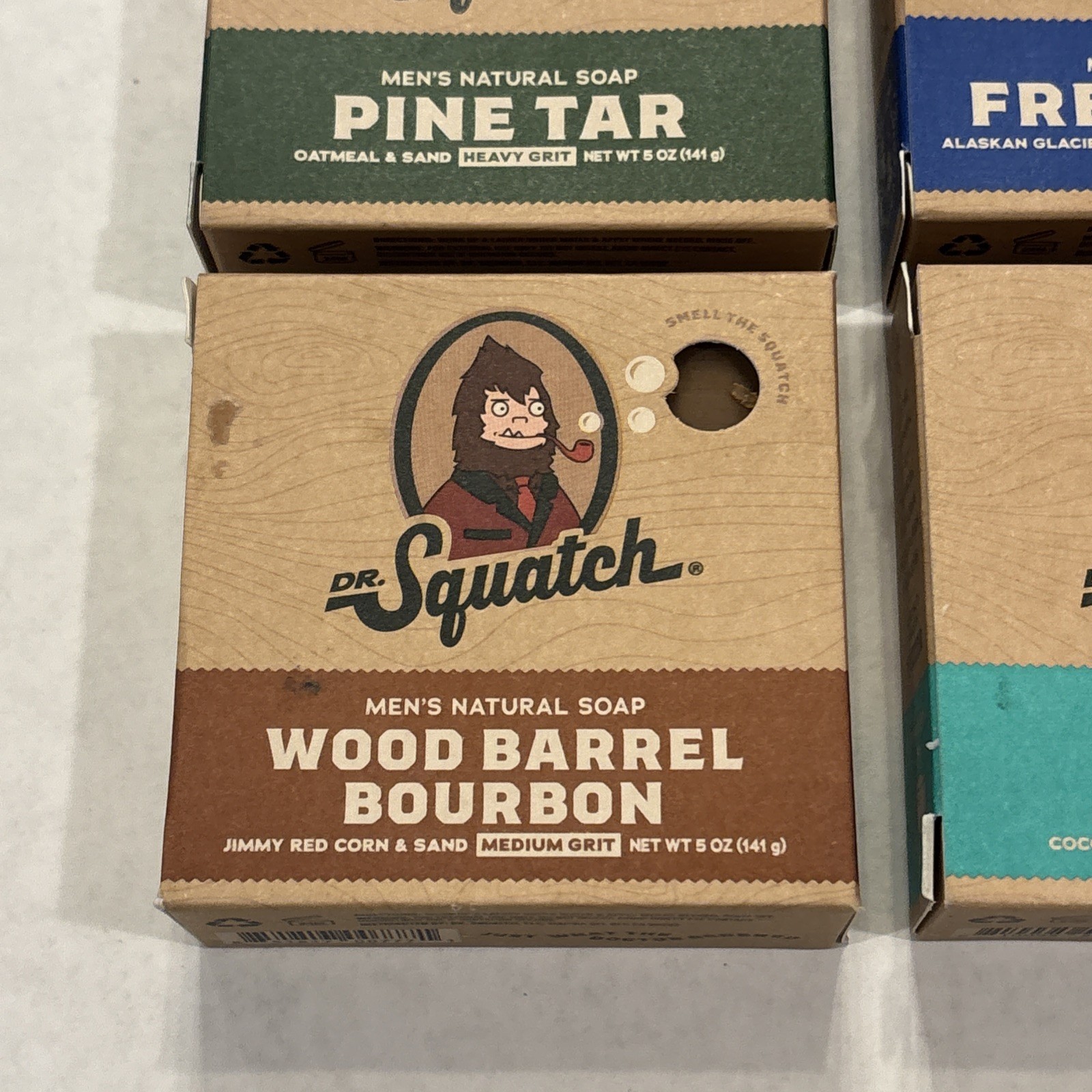 4 Dr. Squatch Fresh Falls, Wood Bourbon, Pine Tar, Coconut Castaway 5oz each