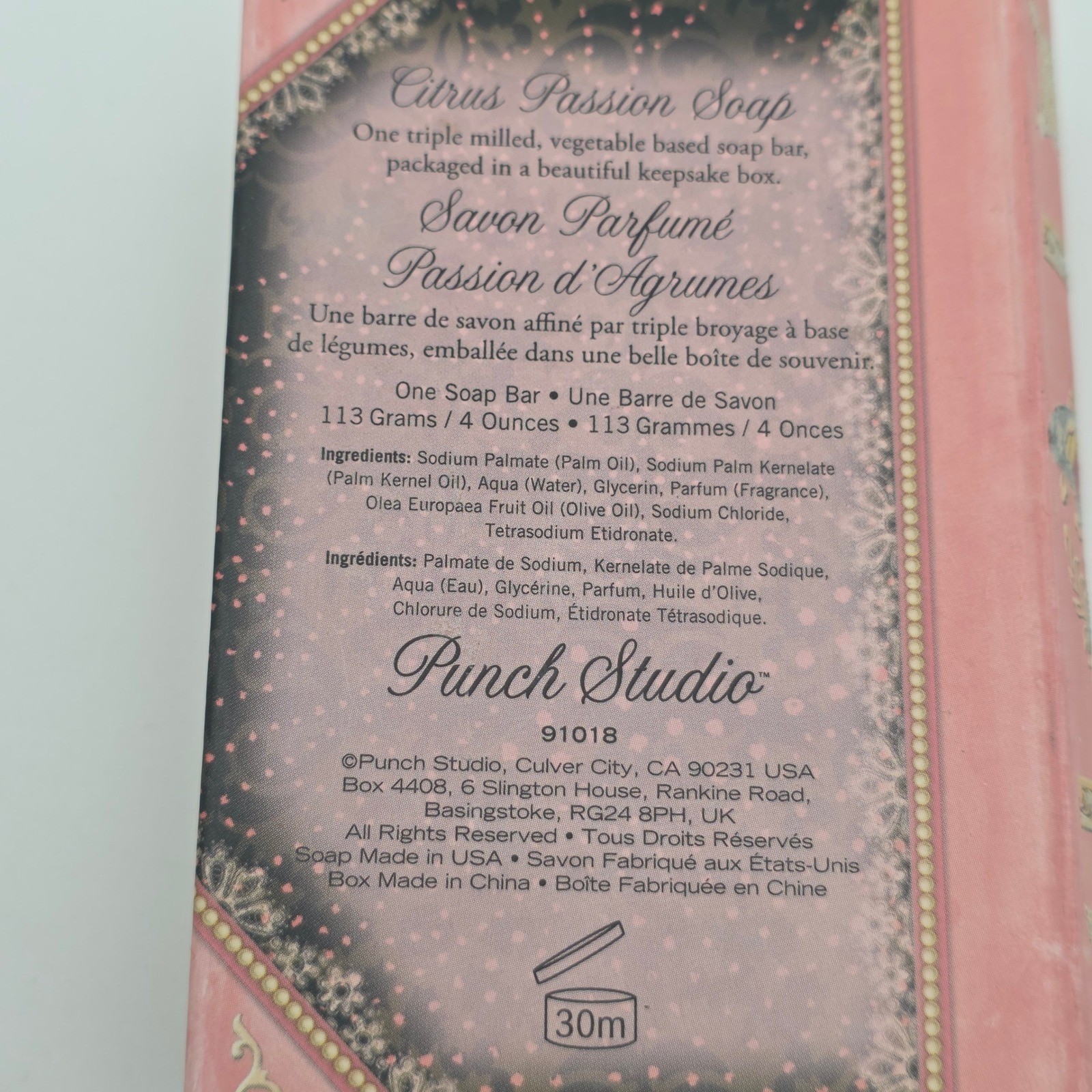 Punch Studio Citrus Passion Soap 4oz Pink Floral Keepsake Book Box New Sealed