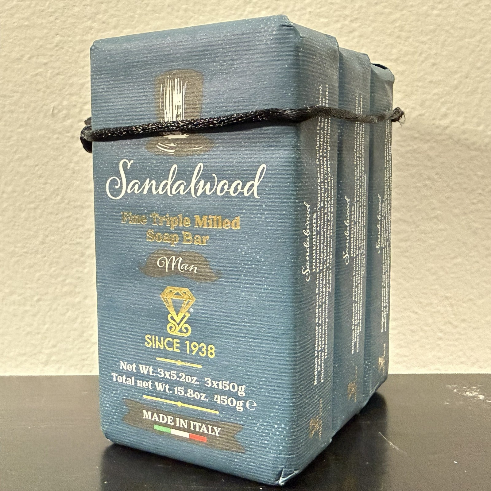 Saponificio Triple Milled Italian Luxury Soap Bars Sandalwood 3 x 5.2oz Bars