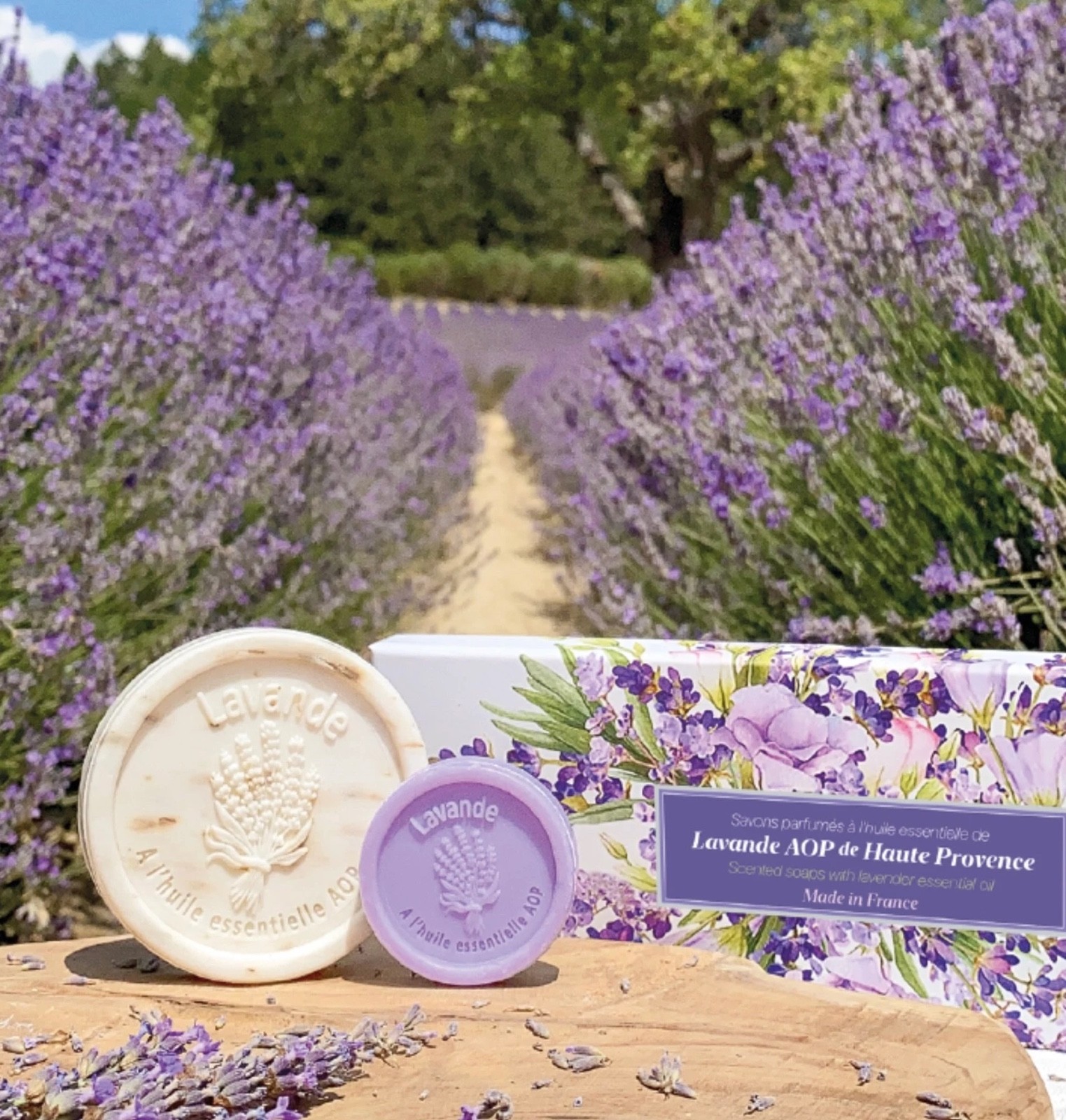 Lavender set from Provence 3 Soaps with PDO Essential Oil and exfoliant soap