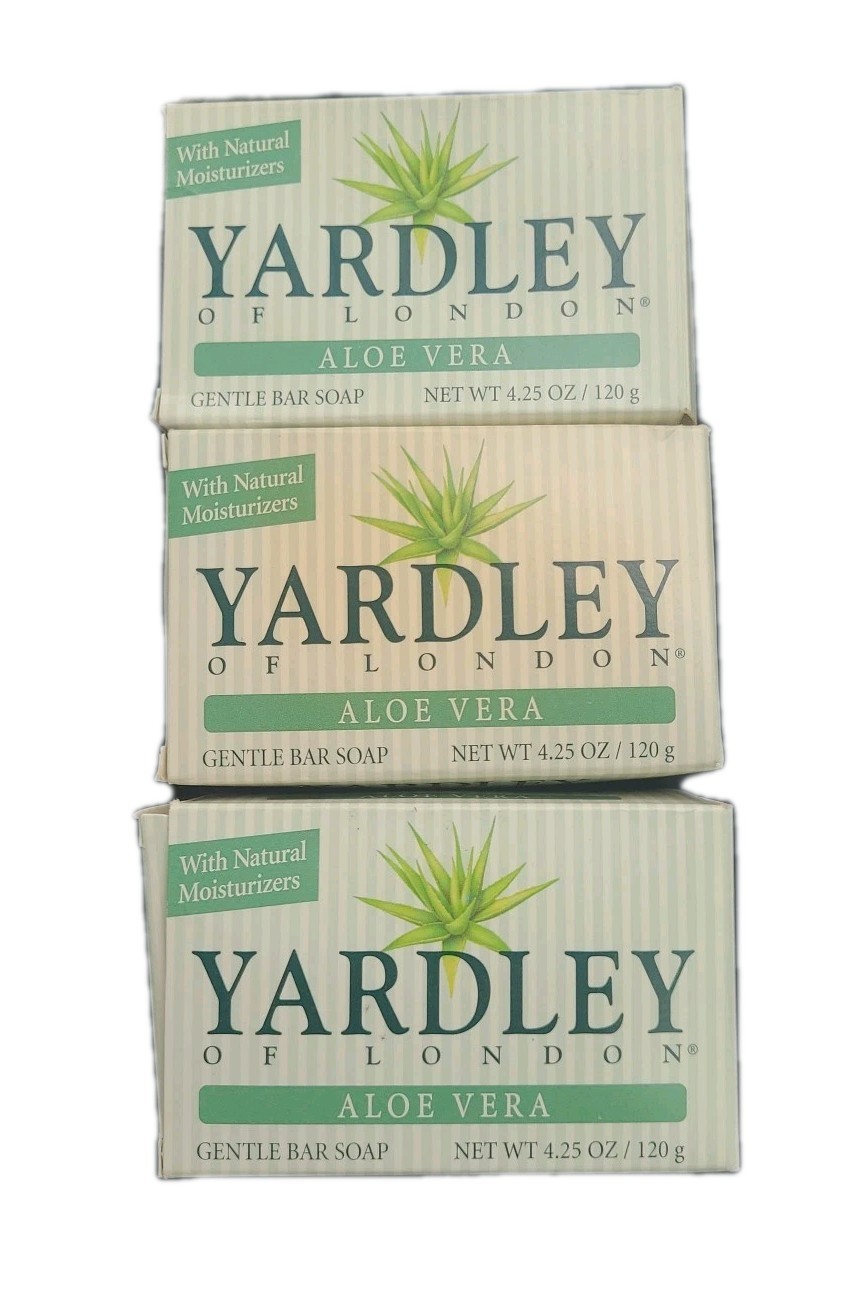 Yardley of London Vintage Aloe Vera 4.25 Oz Bar Soap Moisturizer~Disc 3 Bars