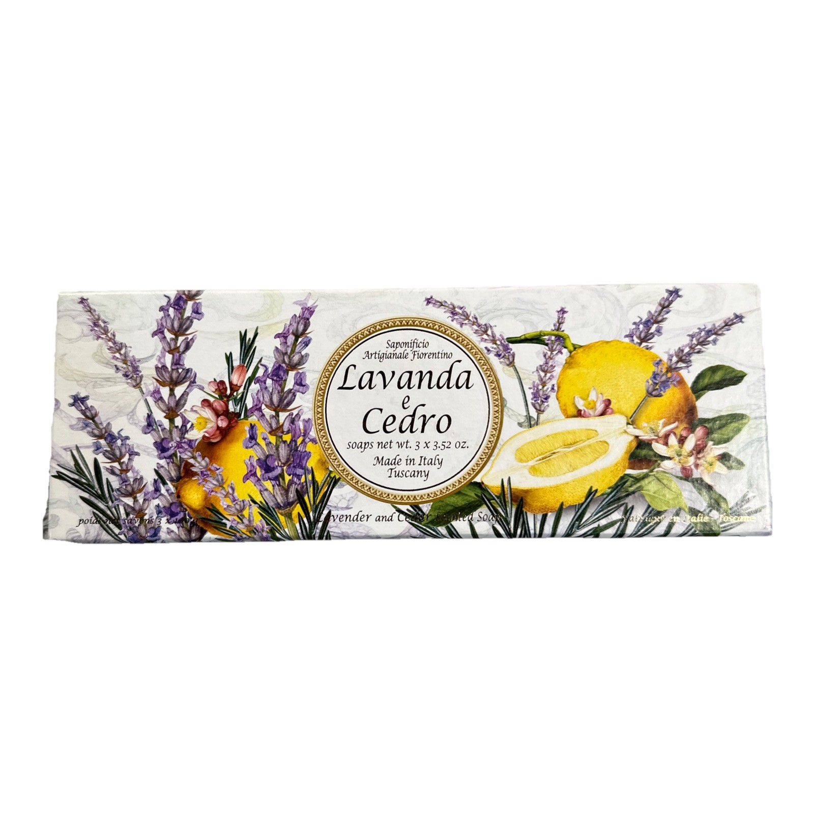 3 Lavanda et Cedro Soap 3.5 OZ Bars Fiorentino Italienne Italy Lavender Cedar